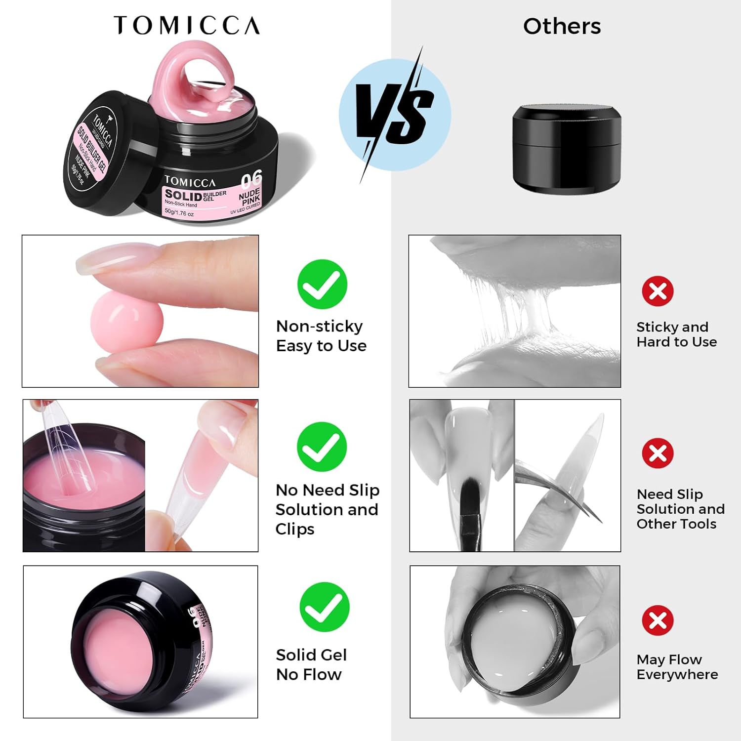 TOMICCA 3D Nail Gel Sculpting Gel for Nail Art 50g Gel Nail Art Non Sticky Hand Carving Gel UV LED Nail Extension Gel Solid Builder Gel for Nails Nude Pink