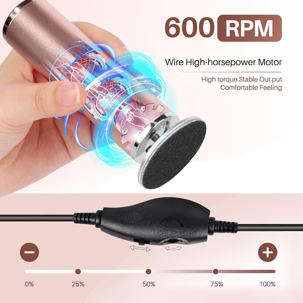 Electric Foot File Remover Callus: Profesional Pedicure Tool for Callus Remover - Adjustable Speed Feet File Grinder with 60 Pcs Replacement Sandpaper Disk for Skin and Calluses(Gold)