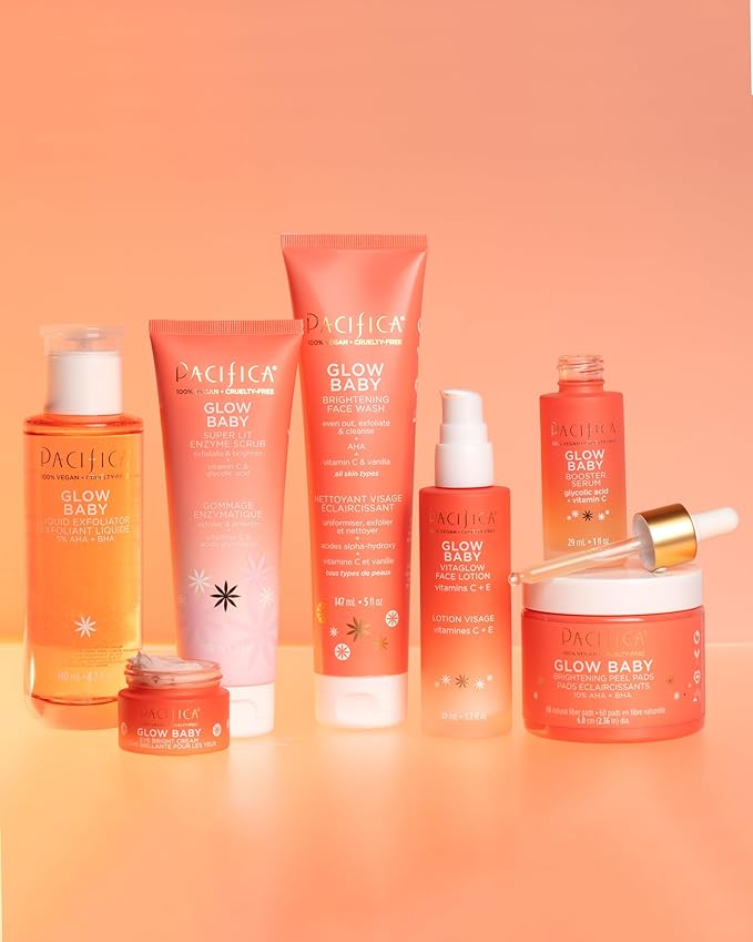 Pacifica Glow Baby Face Lotion & Eye Cream Set of 2 – Brightening Vitamin C Moisturizer + Depuffing Eye Cream with Caffeine & Hyaluronic Acid, Daily Hydration for Glowing Skin, 100% Vegan Clean Beauty