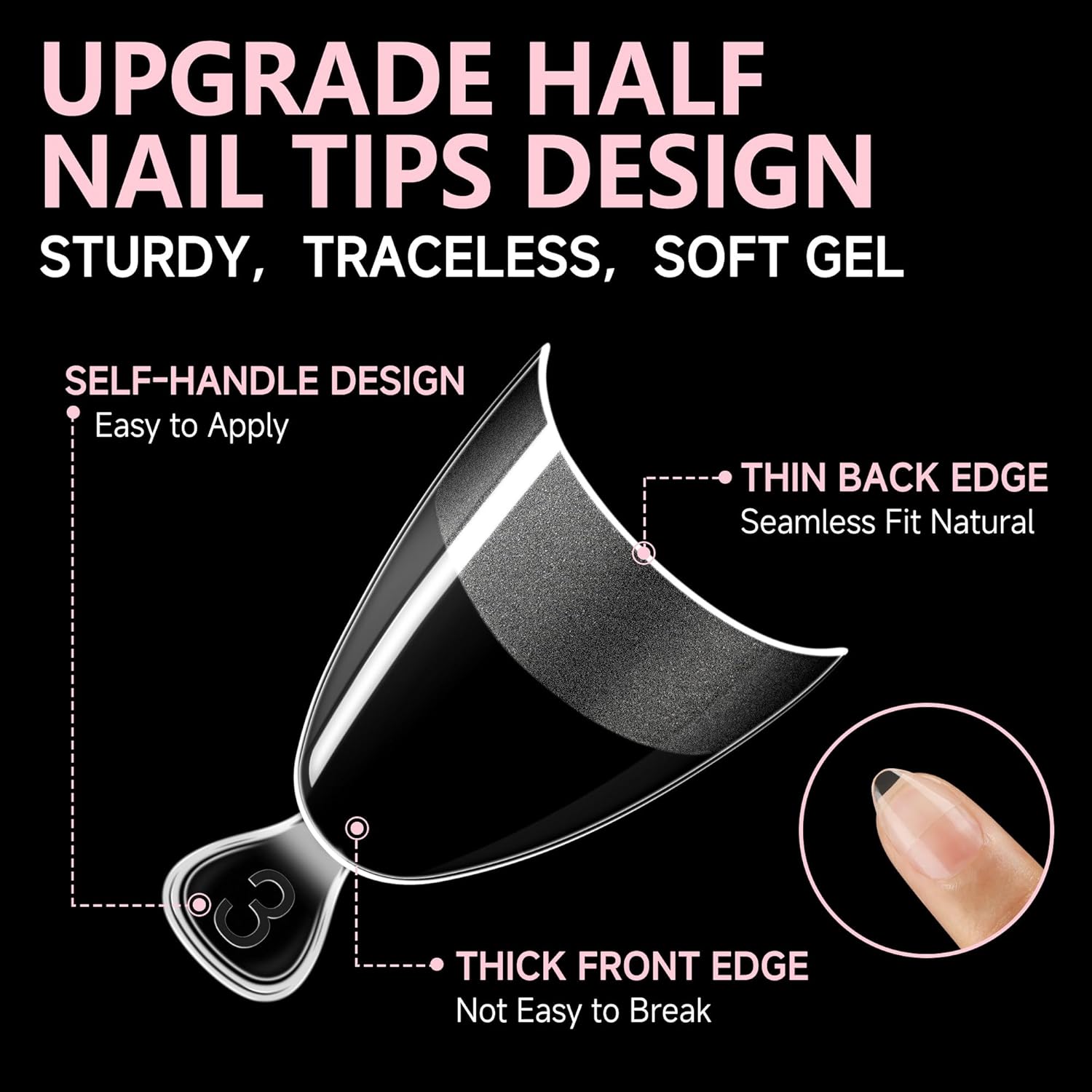 UNA GELLA Almond Gel Nail Tips Short: Half Cover Almond Shape Nail Tips Matte 216pcs Clear Gelly Tips for Saving Nail Extension DIY Nail Art, Self-handle 12Sizes