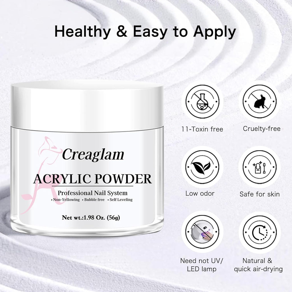 Acrylic Powder for Nail 56g: 2oz Lucent White Acrylic Powder Large Capacity Professional for 3D Art Carving French Extension - DIY Nail Carving Long-Lasting No Needed Lamp