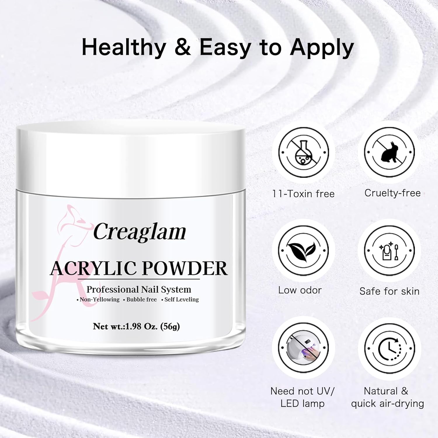 Acrylic Powder for Nail 56g: 2oz Lucent White Acrylic Powder Large Capacity Professional for 3D Art Carving French Extension - DIY Nail Carving Long-Lasting No Needed Lamp