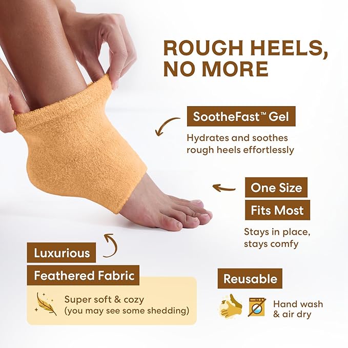 Dr. Frederick's Original Moisturizing Fuzzy Heel Socks - 2 Pairs - Cozy Gel-Lined Sleep Socks for Women & Men - Soothes Dry, Cracked Feet - Heel Repair - Citrus Glow