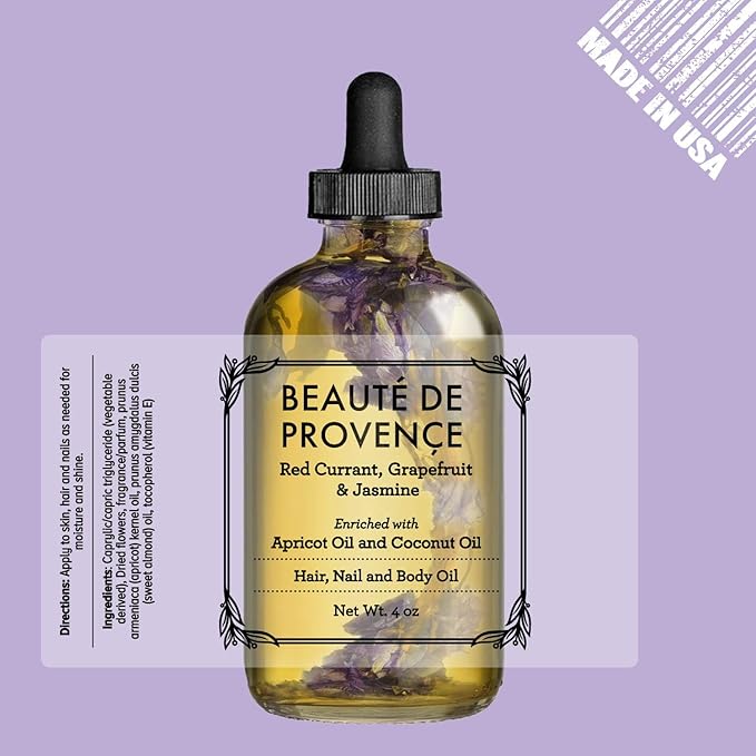 Lavender Multi-Use Oil for Face, Body and Hair - Organic Blend of Apricot, Vitamin E, Fractionated Coconut and Sweet Almond Oil Moisturizer for Dry Skin, Scalp and Nails - 4 Fl Oz