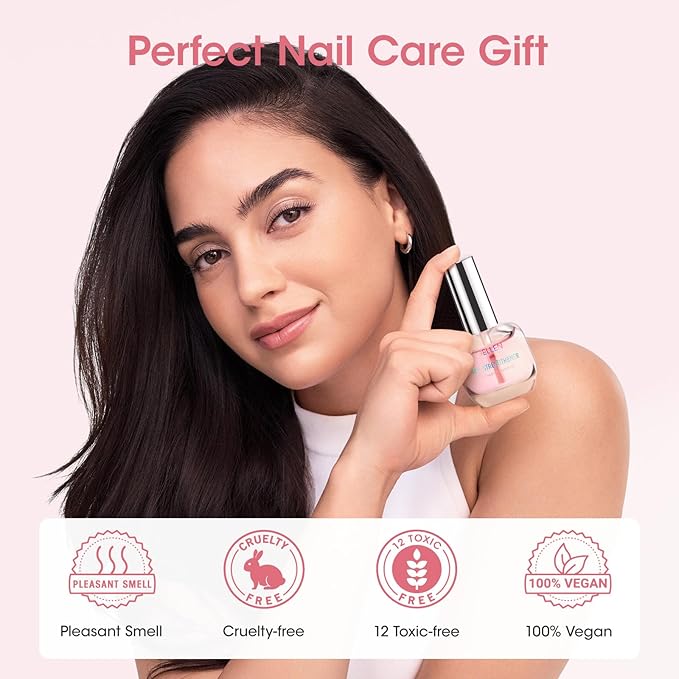 Gellen Nail Strengthener Protein | Nail Growth Strengthen & Repair Thin Weak Damaged Nails | Keratin Calcium Nourish Nail Care Treatment Sakura Scent, 15ml Air Dry Clear Finish