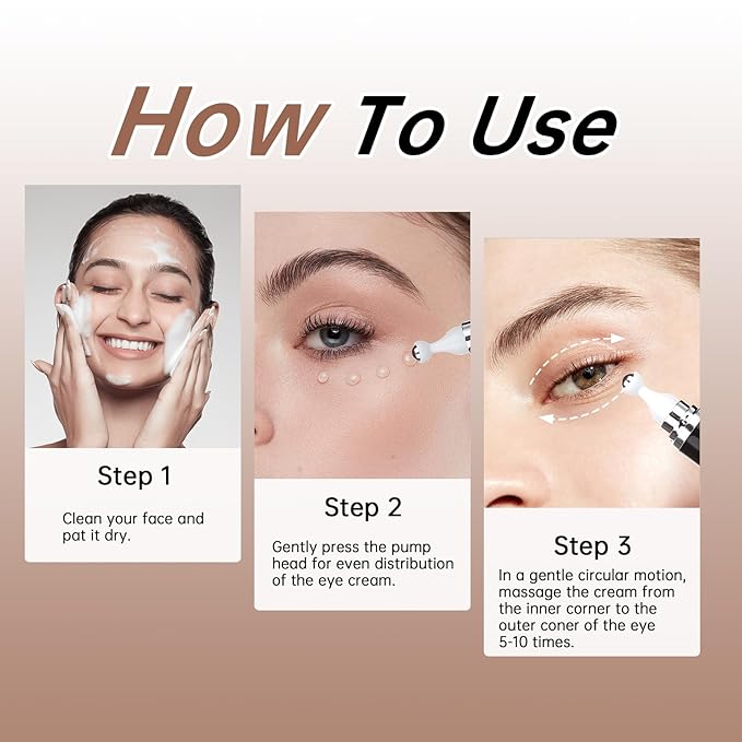 Caffeine Eye Cream for Puffiness & Dark Circles, Under Eye Cream for Puffy Eyes, Eye Bags & Wrinkles, 2 PCS Anti Aging Eye Serum with Under Eye Roller, Reduces Fine Lines & Moisturize Skin.