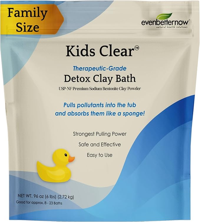 Kids Clear™ Detox Clay Bath, 100% Pure Sodium Bentonite - Removes Toxins, Impurities and Contaminants, by Evenbetternow LLC, Family Size 6 lbs (96 oz)