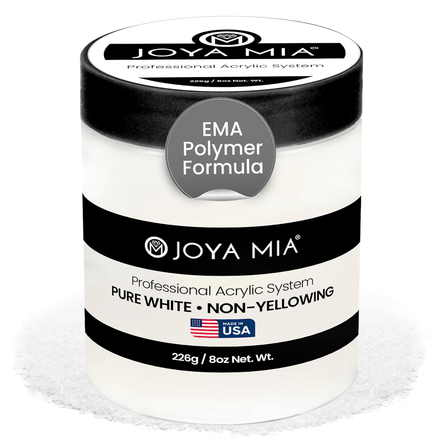 Joya Mia Acrylic Powder for Nails, MMA-Free, Super Adhesion Professional Powder for Flawless & Long-Lasting Nail Enhancements, Easy Application, Vibrant & Stunning Colors - Pure White, 8 oz