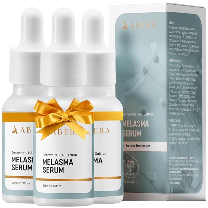 Abera Melasma Serum with Niacinamide and Hyaluronic Acid, Dark Spot Corrector Serum, Melasma Treatment for Face, Suitable for All Skin Types, 0.68 fl. Oz, Set of 3