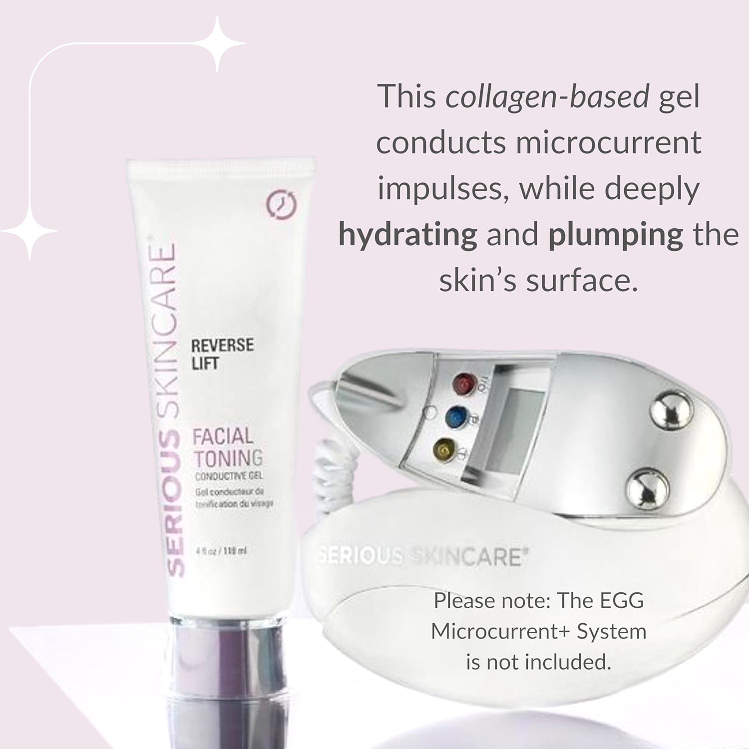 Collagen Based Conductive Activator Gel for Use with Face Microcurrent Toning, Body Contouring, RF Facial Machine - Hydrating Non-Sticky Formula - Easy Glide - Serious Skincare Reverse Lift 4 oz