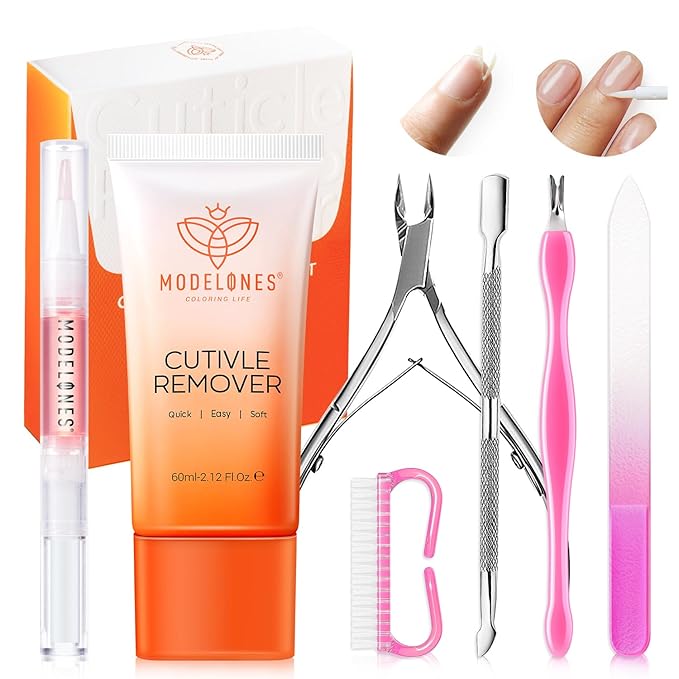 modelones Cuticle Remover Kit Cuticle Oil, Nail Strengthener with Jojoba Oil & Vitamin E