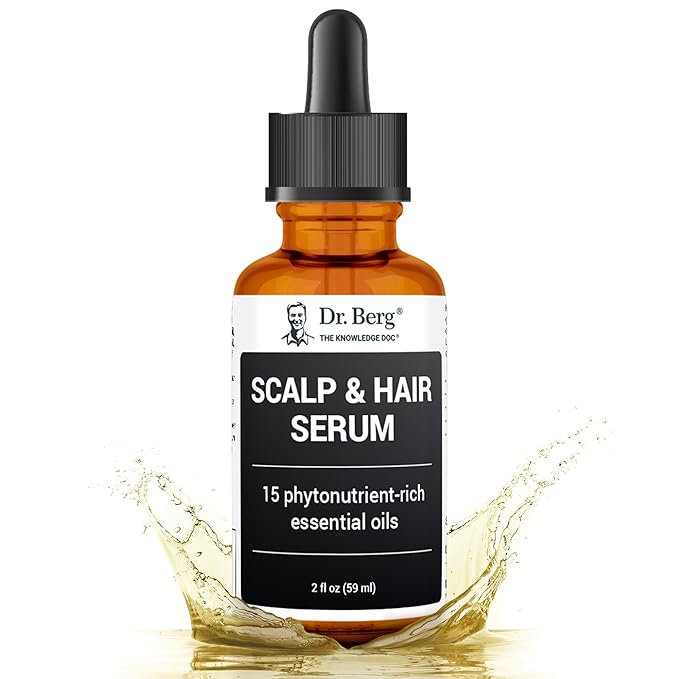 Dr. Berg Scalp & Hair Serum (Improved Formula) with Vitamin D3 & E - Clinically Tested, Paraben- and Sulfate-Free Hair Oil for Women & Men - Includes Rosemary Oil, Castor Oil & Jojoba Oil - 2 Fl oz
