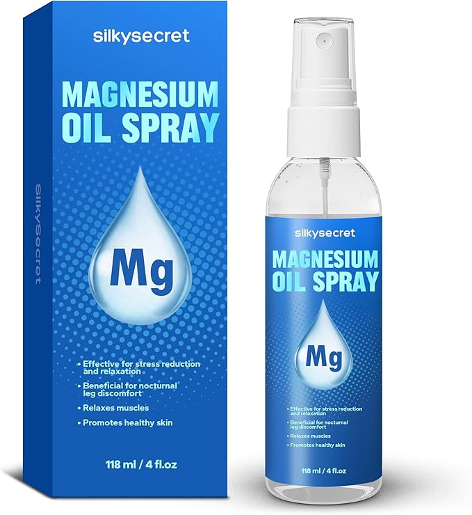 Magnesium Oil Spray (4 Fl,Oz), Mineral 0il, Magnesium Oil for Feet, Easing, Fast-Absorbing Magnesium Mist for Feet & Skin