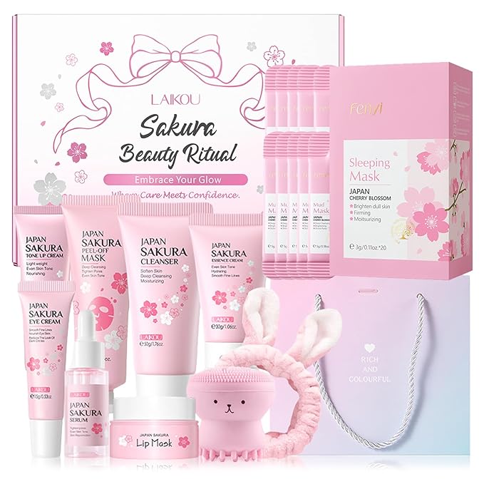 Japan Sakura Skin Care For Kids Set, Kids Skin Care Set For Girls Ages 8-12, Skin Care For Teens 10-12 Gift Set, Girls Skin Care For Kids Age 8-12, Skin Care For Teens 10-12, Japanese Sakura Kit