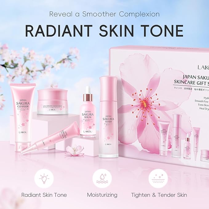 Skin Care Set, Skincare Gift Set, Skin Care Routine Kit for Women, Teen Face Care Kit Girls with Cleanser, Toner, Eye Cream, Serum, Essence Cream Mother's Day Christmas Birthday Daughter Wife