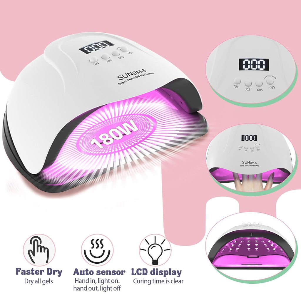 Acrylic Nail Kit, Acrylic Nail Set with Drill and UV Light,Professional Colored Acrylic Nail Powder Nail Starter Kit Decoration Tools with Everything for Beginners Full Acrylic Nail Supplies