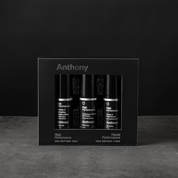 Anthony High-Performance Trio Kit – Eye Cream (0.5 Fl Oz), Vitamin C Facial Serum (0.5 Fl Oz), and Vitamin A Hydrating Facial Lotion (0.5 Fl Oz) – Anti-Aging Skincare for All Skin Types