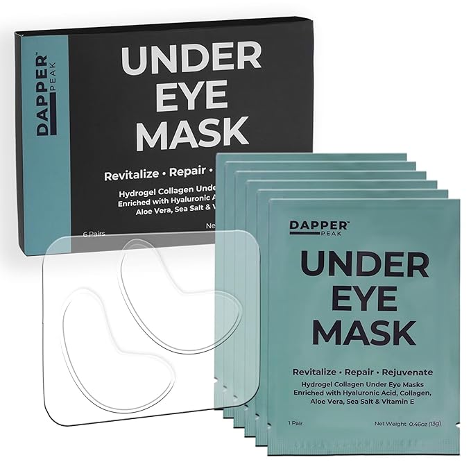 Under Eye Patches - 6 pairs| Hydrating Hydrogel Under Eye Mask/ Collagen Eye Patches, Hydrolyzed Marine Collagen, Vitamin E, Hyaluronic Acid, Remove Bags, Aloe, Skin Firming, Fragrance Free, 6 Pack