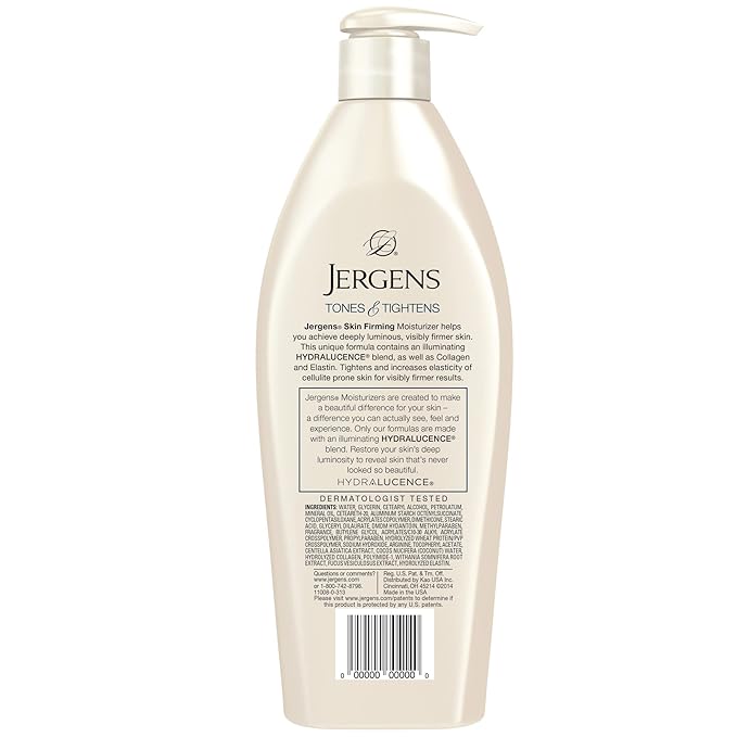 Jergens Skin Firming Body Lotion for Dry to Extra Dry Skin, Skin Tightening Cream with Collagen and Elastin, Dermatologist Tested, Hydralucence Blend Formula, 16.8 Oz, Pack of 3