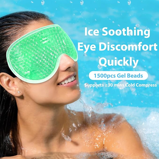 BeeVines Gel Eye Mask, 2 Pack Cooling Ice Masks for Puffy Eyes for Men & Women, Cold & Warm Compress for Post Surgery, Puffiness, Allergies, Sinuses & Migraines Treatment(Blue & Green)