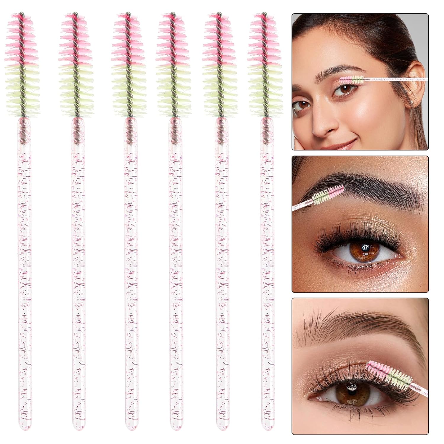 300PCS Disposable Mascara Wands Spoolie Brush Crystal Eyebrow Brushes Eyelash Extension Applicator Makeup Kits