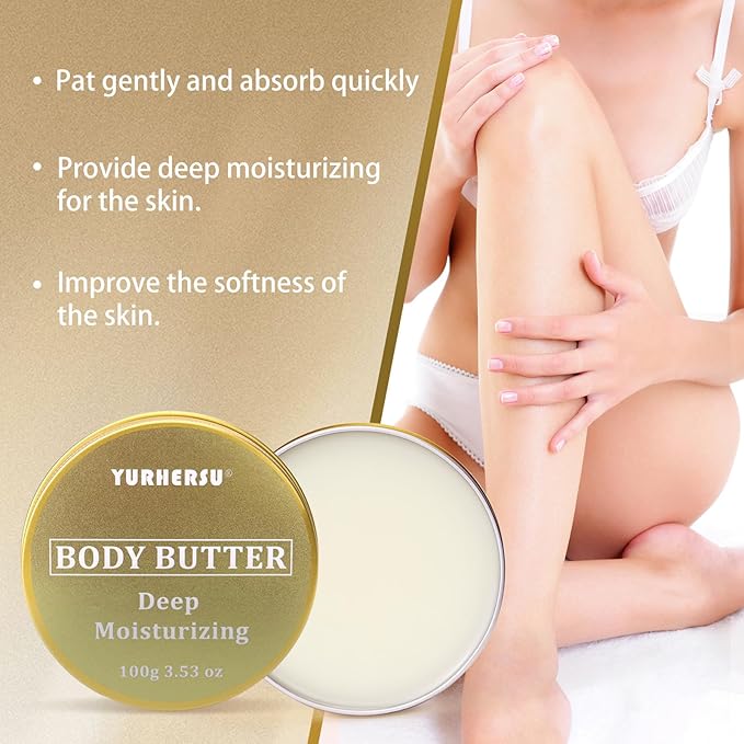 Body Butter Cream, Nourishes Moisturizes Dry Skin, Anti-Drying Anti-Cracking, Quickly Absorbed Non-sticky Improving Skin Elasticity for All Skin (Body Butter, 100 g)
