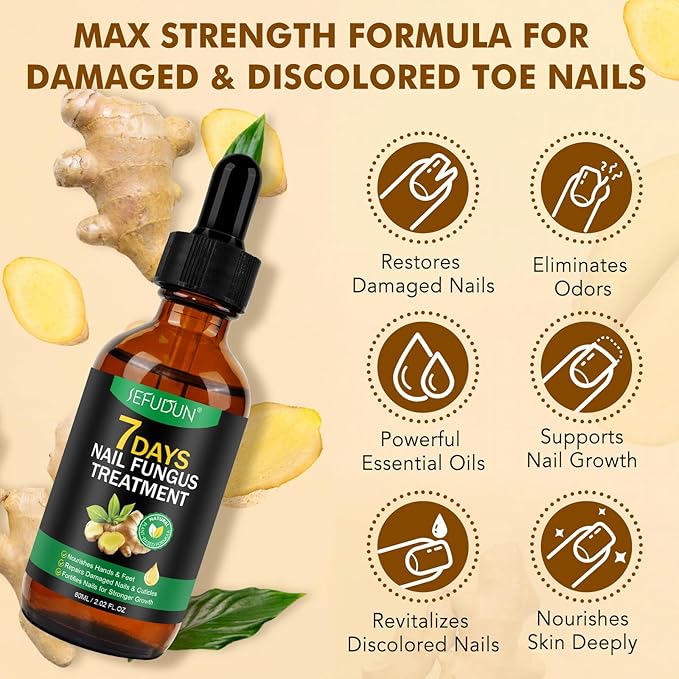 Ginger Nail Treatment, Nail Growth Serum, Ginger Nail Serum, Nail Repair Cuticles Oil, Ginger Nail Oil for Strengthen nails & Promote Nail Growth, Natural Plant Formula