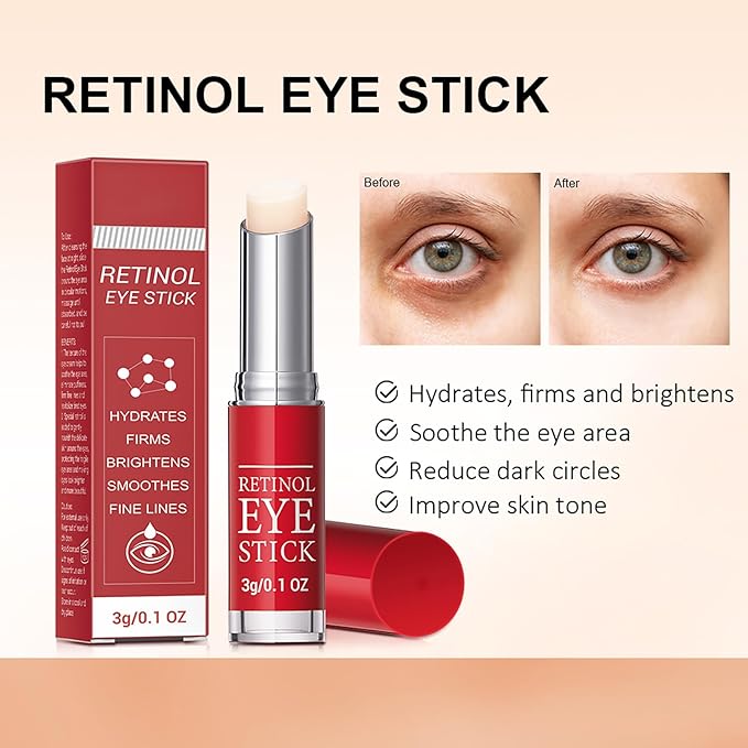 Retinol Eye Stick with Collagen,Hyaluronic Acid for Dark Circle, Wrinkles,Eye Balm Moisturizes Anti Aging,Visible Results in 3-4 Weeks, Retinol Eye Cream For Puffiness and Bags Reduces Fine Lines