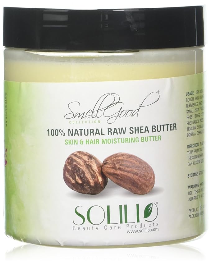 Pure Unrefined Shea Butter, totally natural and organic, ivory color, packed in 16 oz Jar, 4 Units