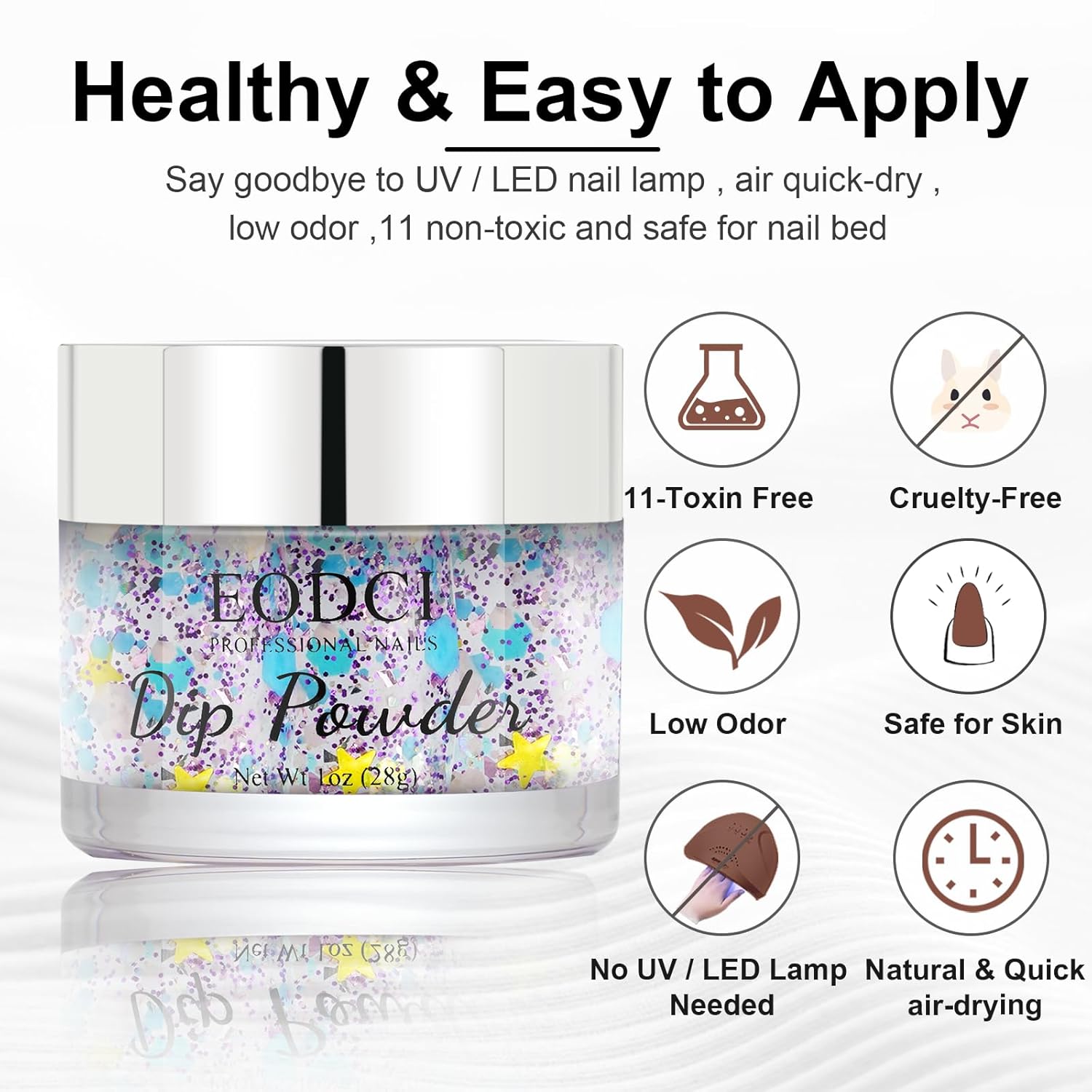 Long Lasting Nail Dip Powder Colors, Lavender Purple Blue Glitter Dipping Powder - No Needed Led Lamp - Art Starter Manicure Beginner DIY Salon Home Gift 1oz