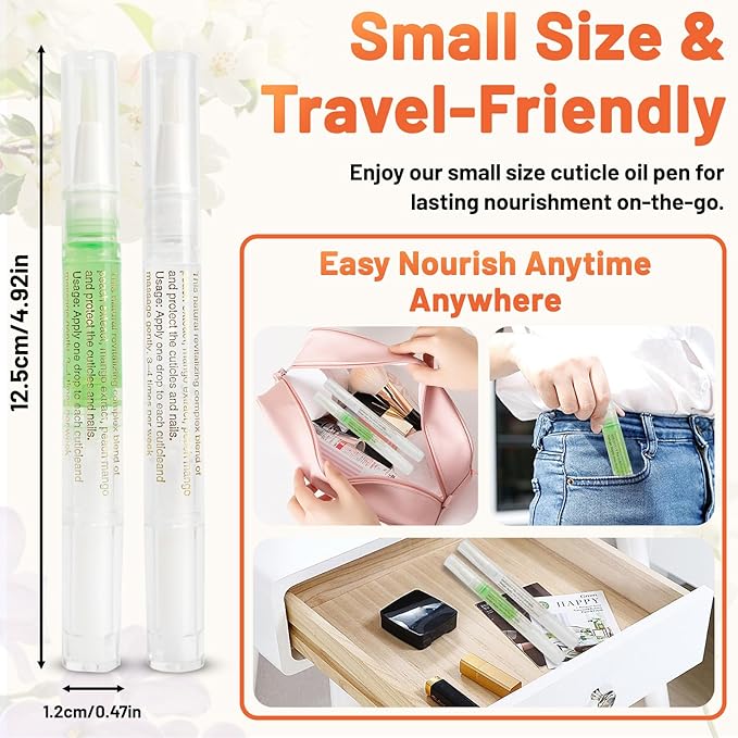 Meschett 2PCS Cuticle Oil Pens for Nail Care,Cuticle Revitalizer Oil Pen with Soft Brush,Cuticle Oil to Prevent Nail Cracking and Dry (Lily & Apple Flavor)