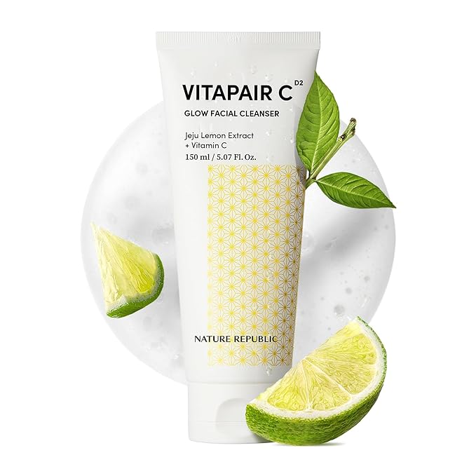 Nature Republic Vitapair C Glow Facial Cleanser - Vitamin Face Wash for Cleaner Skin, Hydrating Facewash for Women, Gentle Natural Cleanser, Daily Makeup Remover, Nighttime Foaming, 150ml / 5.07 fl oz