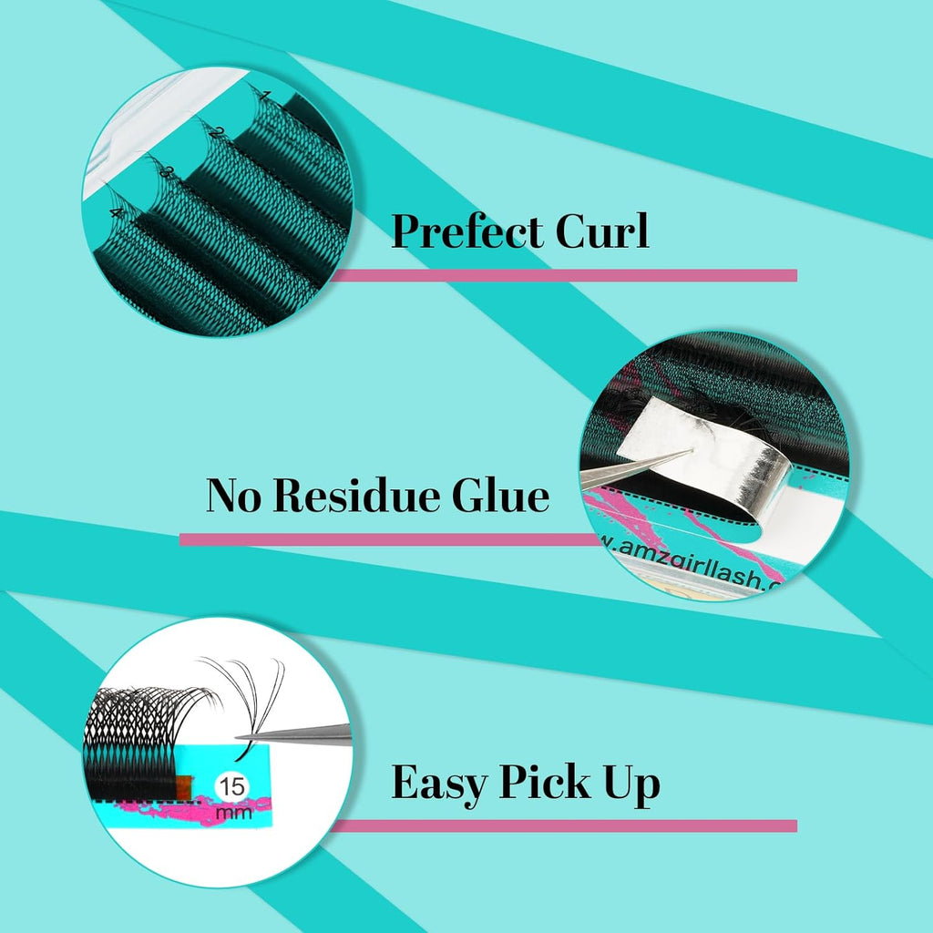 Lash Extensions Cashmere Volume Lash Extensions,6DW Premade Eyelashes Rapid Blooming Volume Eyelash Extension Mixed Tray/Single Length C D Curl for Lash Technicians(8-15mm)