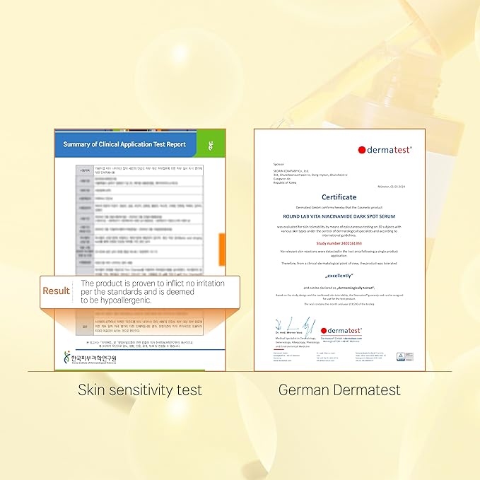 ROUND LAB Vita Niacinamide Dark Spot Serum 1.01 Fl Oz, Radiance-Boosting and Dark Spot Correcting Face Serum with Vitamin C, Improves Uneven Skin Tone, and Enhances Skin Clarity, Korean Skincare