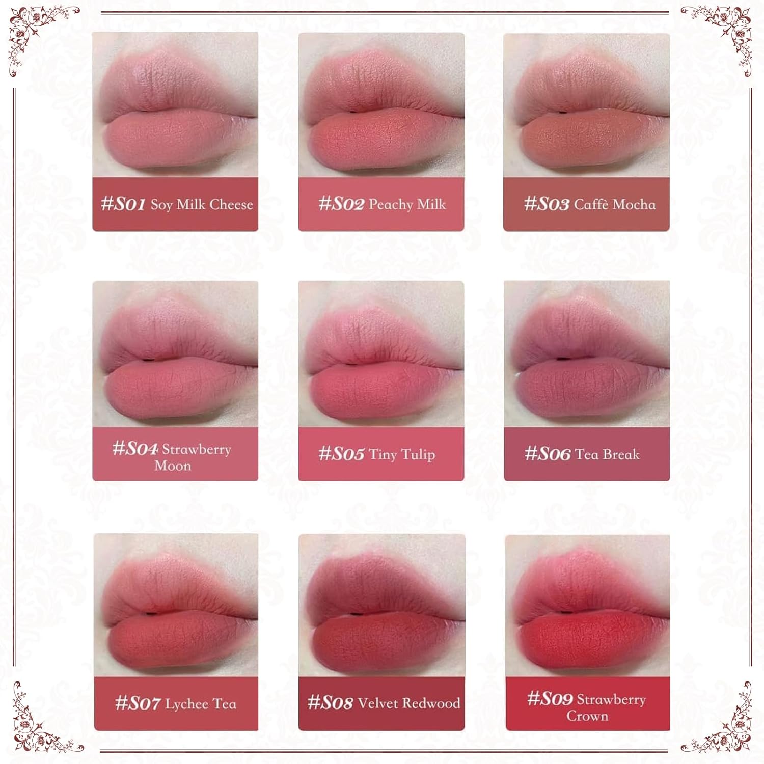 Flower Knows Strawberry Rococo Cloud Lip Cream,Velvety Matte Liquid Lipstick,Pink Lipstick,Long Lasting Lip Stain,Kiss-proof Blurred Lipstick for Girls&Women,0.12 Fl Oz(S04 Strawberry Moon)