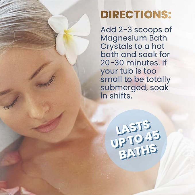 Health and Wisdom Magnesium Bath Salt - Magnesium Chloride Flakes for Bath Soak, 4X Epsom Salt Concentration, Unscented Formula, Dead Sea Sourced, Zero Additives - 2.6 Ounce