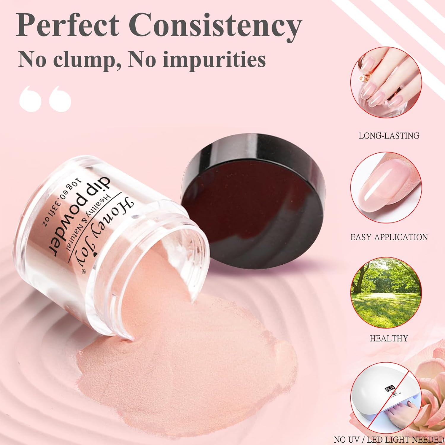 Honey Joy Dip Powder Nail Kit Starter,4 Colors Gentle Nude Brown Pink Neutral Skin Dipping Powder Liquid Set with Base Top Coat for Nail Art Manicure Salon DIY No LED Nail Lamp Needed，Dip-7pcs-07