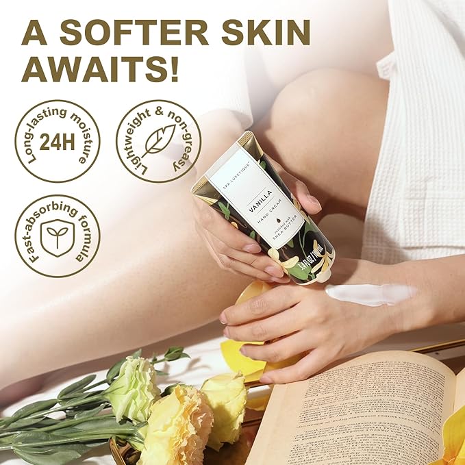 Spa Luxetique Spa Gift Baskets for Women - Vanilla Bath Set with Bubble Bath, Body Lotion Gift Set, Vanilla Spa Set, Birthday Woman Gifts, Mothers Day Gifts for Mom