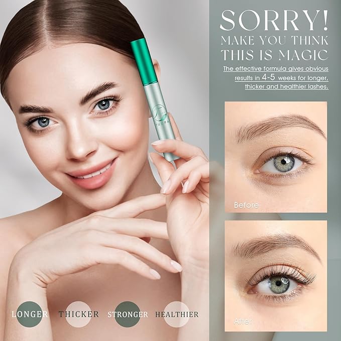 Eyelash Serum:Boost lash length, thickness, and strength with TUDPA's advanced, natural eyelash growth serum. 0.1 Fl. Oz (3 mL)(Green)