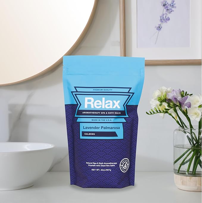 Relax Spa & Bath, Epsom & Dead Sea Salts, Aromatherapy Bath Salts for Hot Tub, Bath, or Spa, Infused with Magnesium, Mothers Day Gifts & Gifts for Mom, Lavender Palmarosa Scent
