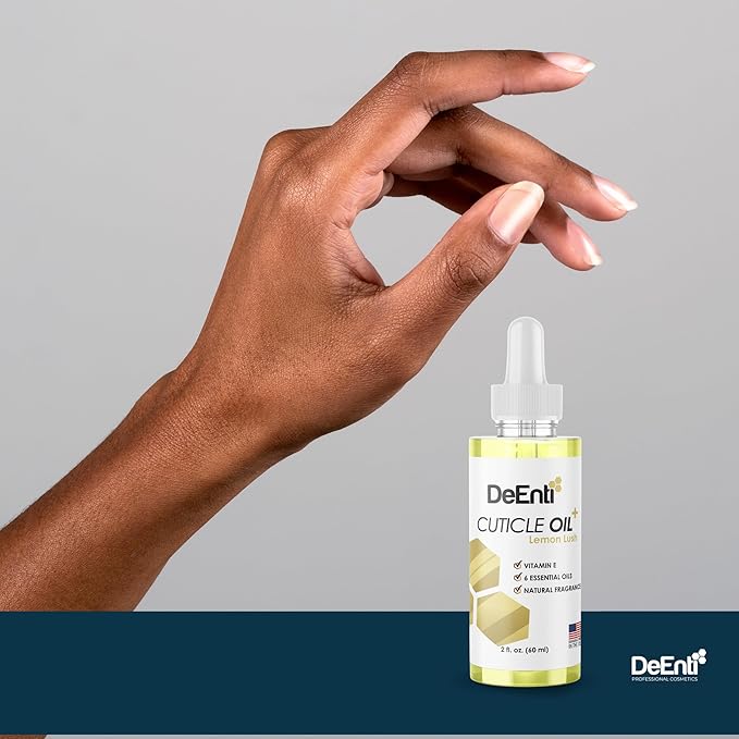 DeEnti Cuticle Oil, Jojoba Oil for Nails, 2oz Hydrating Cuticle Nail Oils, Lush Lemon Scented Cuticles Repair, Vitamin E Nail Supplies, Professional Salon Quality Manicure Supplies