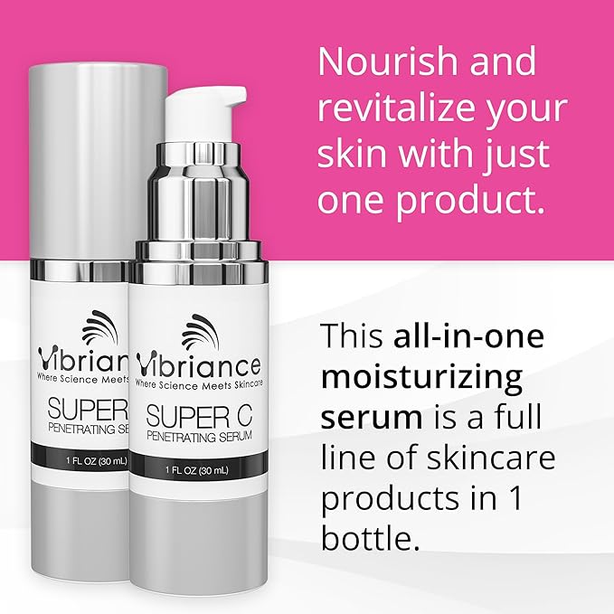 Vibriance Super C Serum for Mature Skin - All-in-One Vitamin Formula Hydrates, Firms, Lifts, Smooths, Targets Age Spots, Wrinkles, 1 fl oz