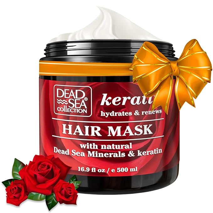 Dead Sea Collection Keratin Hair Mask - Repair, Strengthening and Hydrating Treatment for Damaged Hair - with Nourishing Dead Sea Minerals and Keratin - 16,9 Fl. Oz