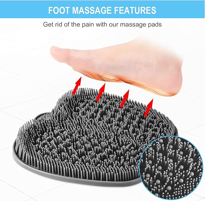BESKAR XL Large Foot Scrubber Mat for Use in Shower - Shower Foot Cleaner to Eliminate Calluses Dead Skin, Foot Massager Mat for Men & Women to Soothe Achy Feet, Non Slip Suction Cups