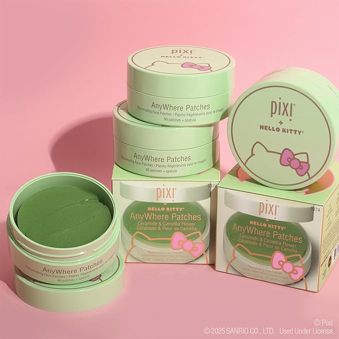 Pixi + Hello Kitty AnyWhere Multipurpose Hydrogel Patches, Hyaluronic, Caffeine & Retinol For Under Eyes, Revitalize Eye Area, 45 pairs / 90 Patches