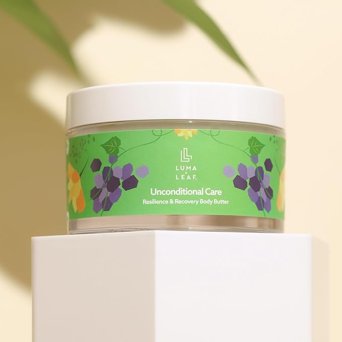 LUMA & LEAF Unconditional Care Whipped Body Butter – 5 fl oz Natural Shea Butter Body Cream with Grapeseed Oil, Tasmanian Pepperberry & Vitamin E – Ideal for Deep Hydration & Scar Repair