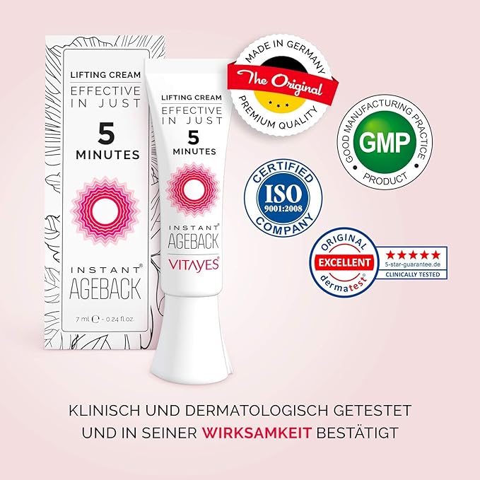 VITAYES Instant Ageback Lifting Cream, Dark Circle Bags Under Eye Remover, Anti Wrinkle and Fine Lines Face Lift Cream 0.24 Oz