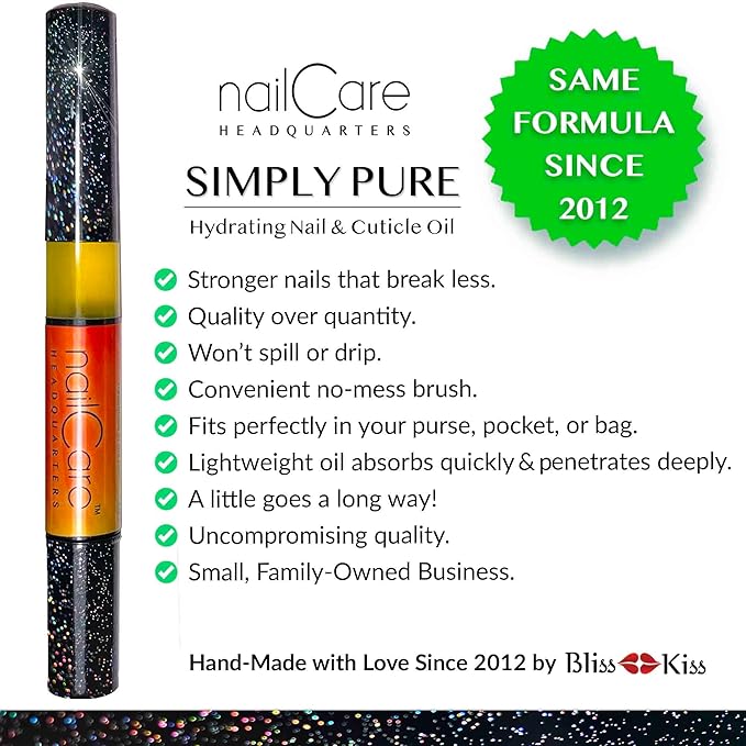Cuticle Oil Pen for Nails - Nail Strengthener & Growth Oil and Serum for Damaged Nails, Hangnails w/Jojoba cuticle oil—Bali Mango Fragrance - Holographic Glitter Pens 4-Pack