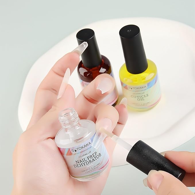 3Pcs Nail Dehydrator and Primer and Cuticle Oil for Acrylic Gel Nails 15ml Professional Acid Free Bonding Primer Nail Prep Set No Burns Manicure Bonder Liquid for DIY Home Salon