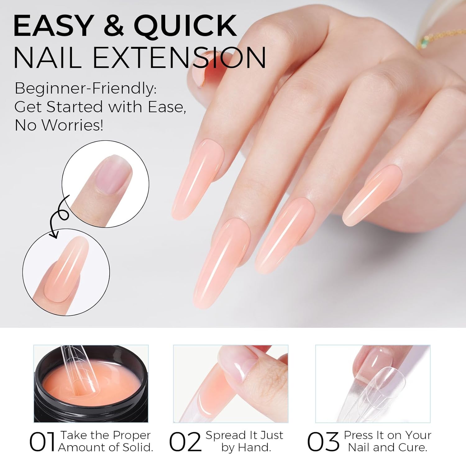 TOMICCA Hard Gel 3D Gel Nail Art Solid Builder Gel for Nails 50g 3D Nail Gel Sculpting Gel for Nail Art Non-Sticky Hand Hard Gel Carving Gel Nail Glue Extension Gel Nude